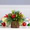 11" Christmas Classic Cypress & Berry Centerpiece in Wood Slice Planter